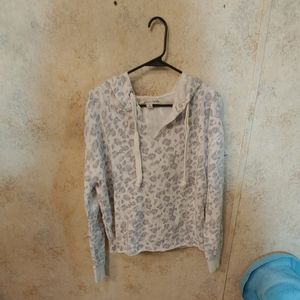 Vintage Havana White and Gray Hooded Cropped Top